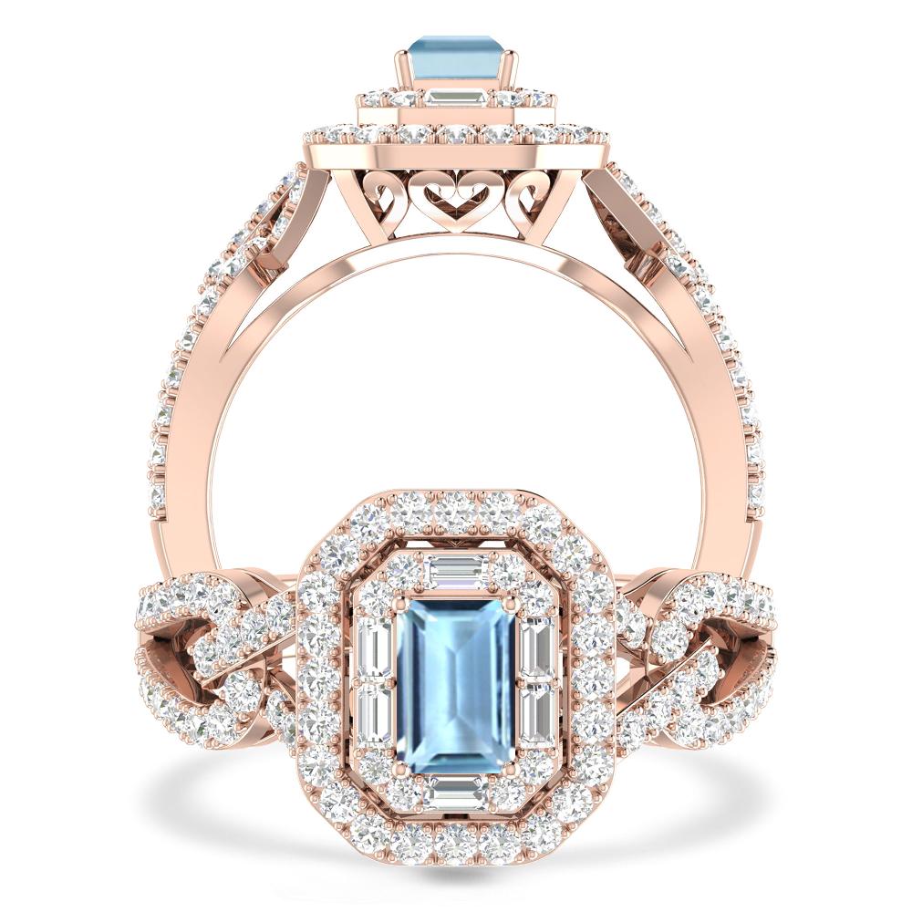 Rose Gold - Aquamarine