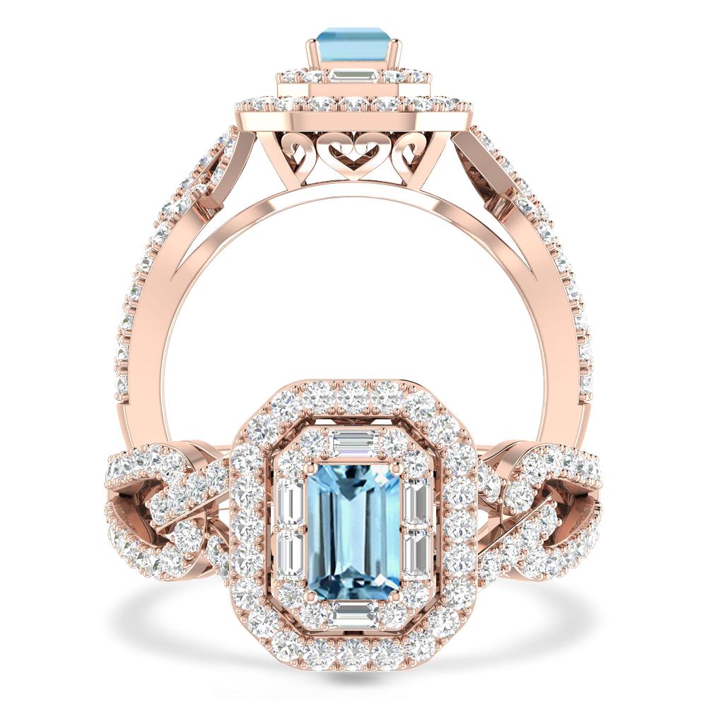 Rose Gold - Aquamarine