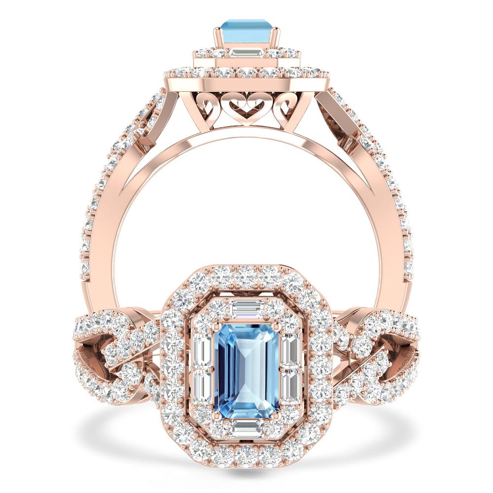 Rose Gold - Aquamarine