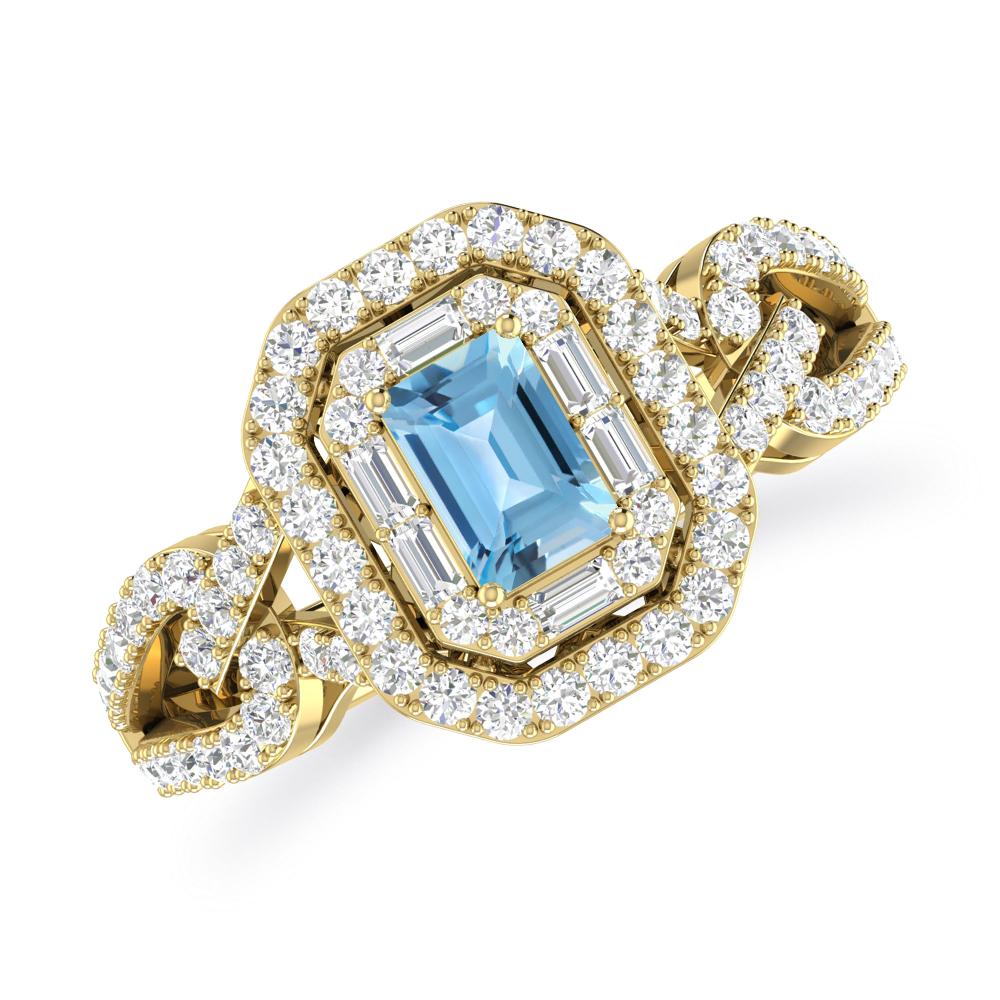 Yellow Gold - Blue Topaz