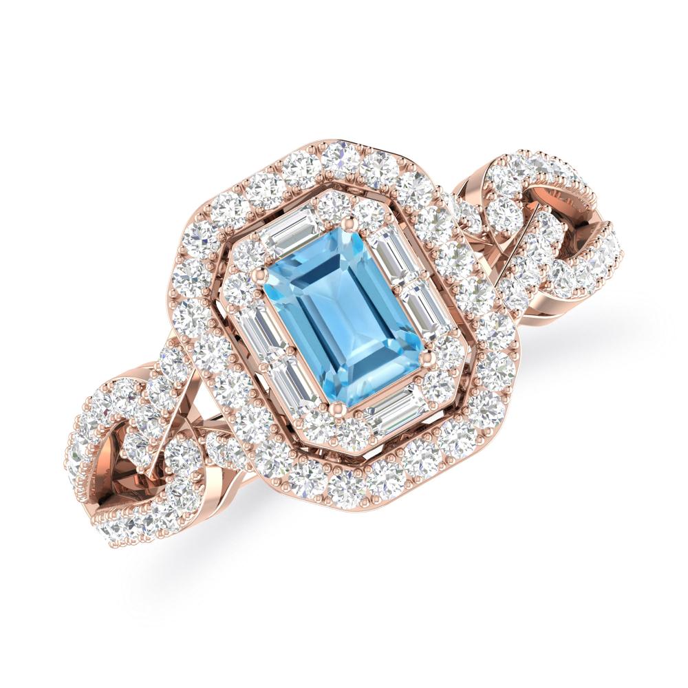 Rose Gold - Blue Topaz