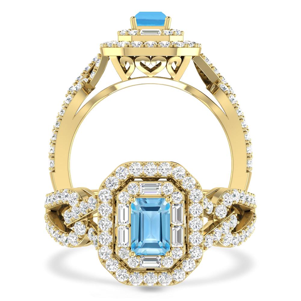 Yellow Gold - Blue Topaz