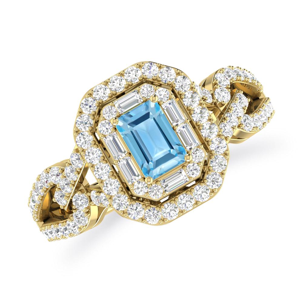 Yellow Gold - Blue Topaz