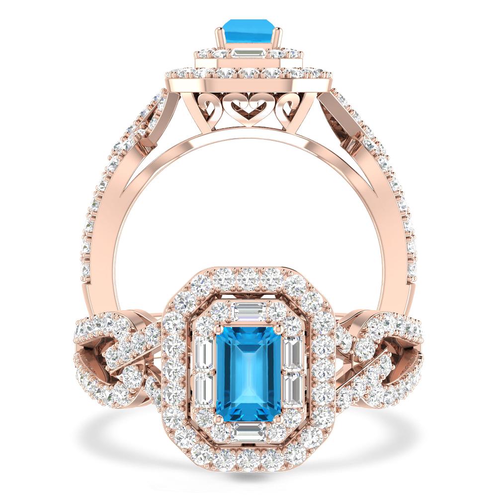 Rose Gold - Blue Topaz