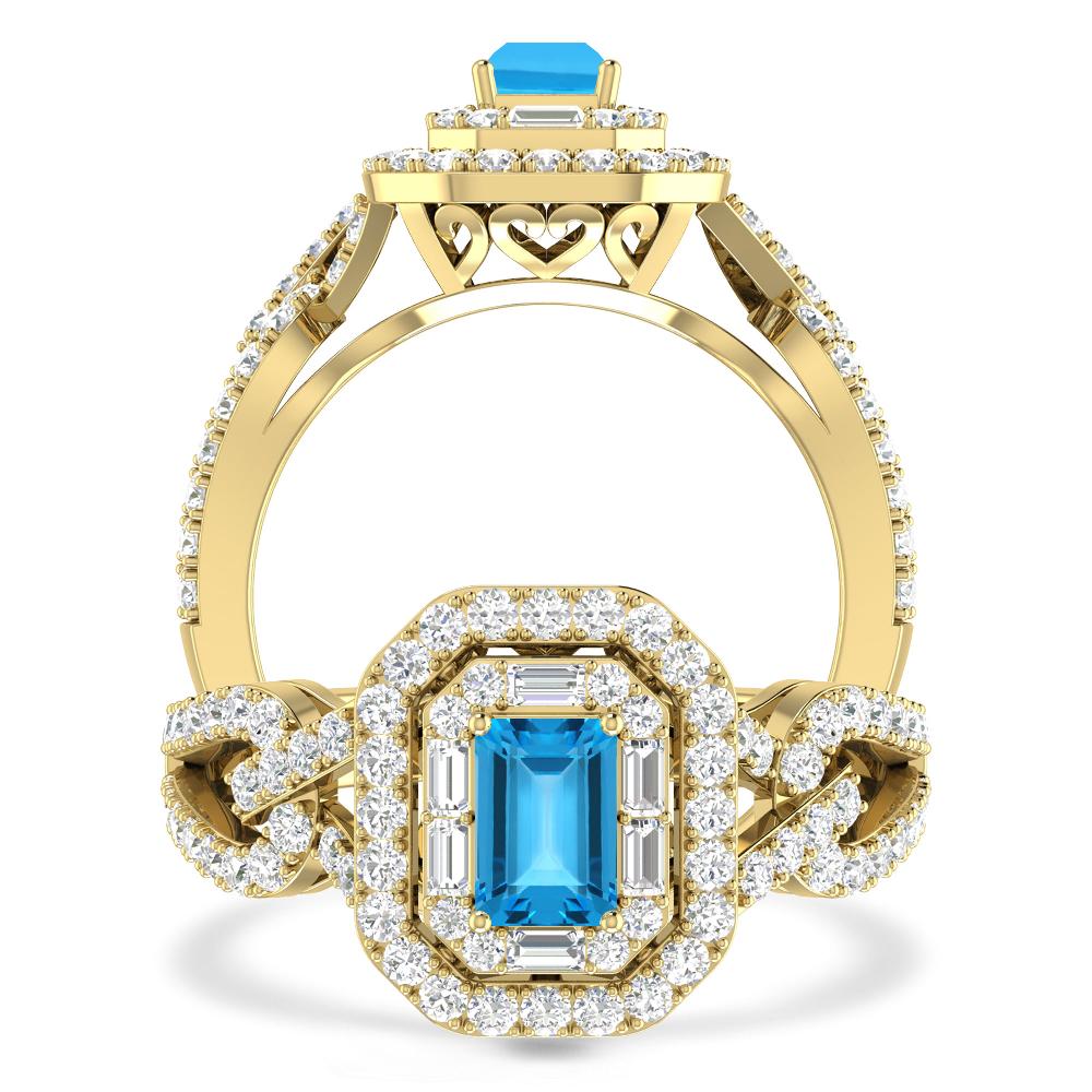 Yellow Gold - Blue Topaz