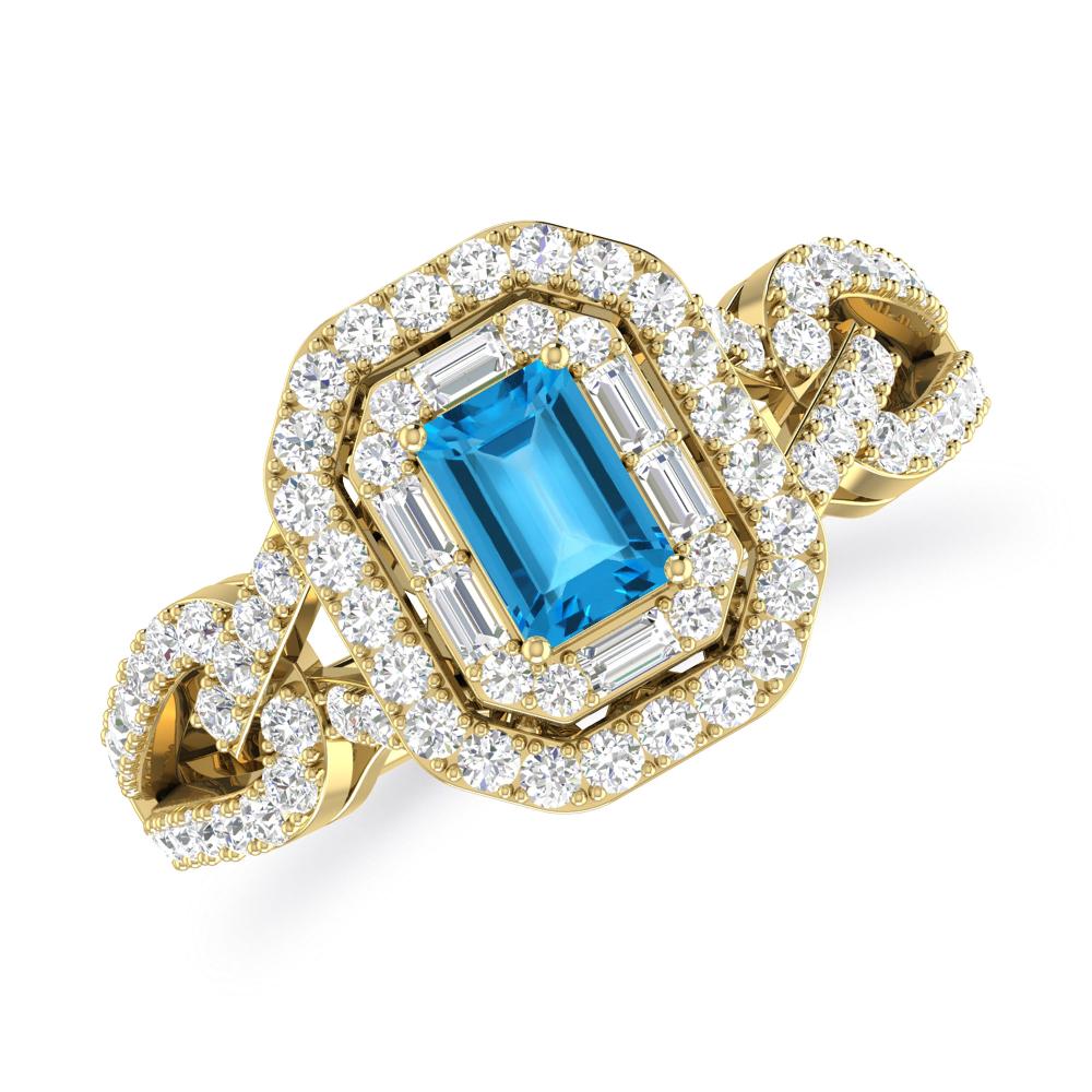 Yellow Gold - Blue Topaz