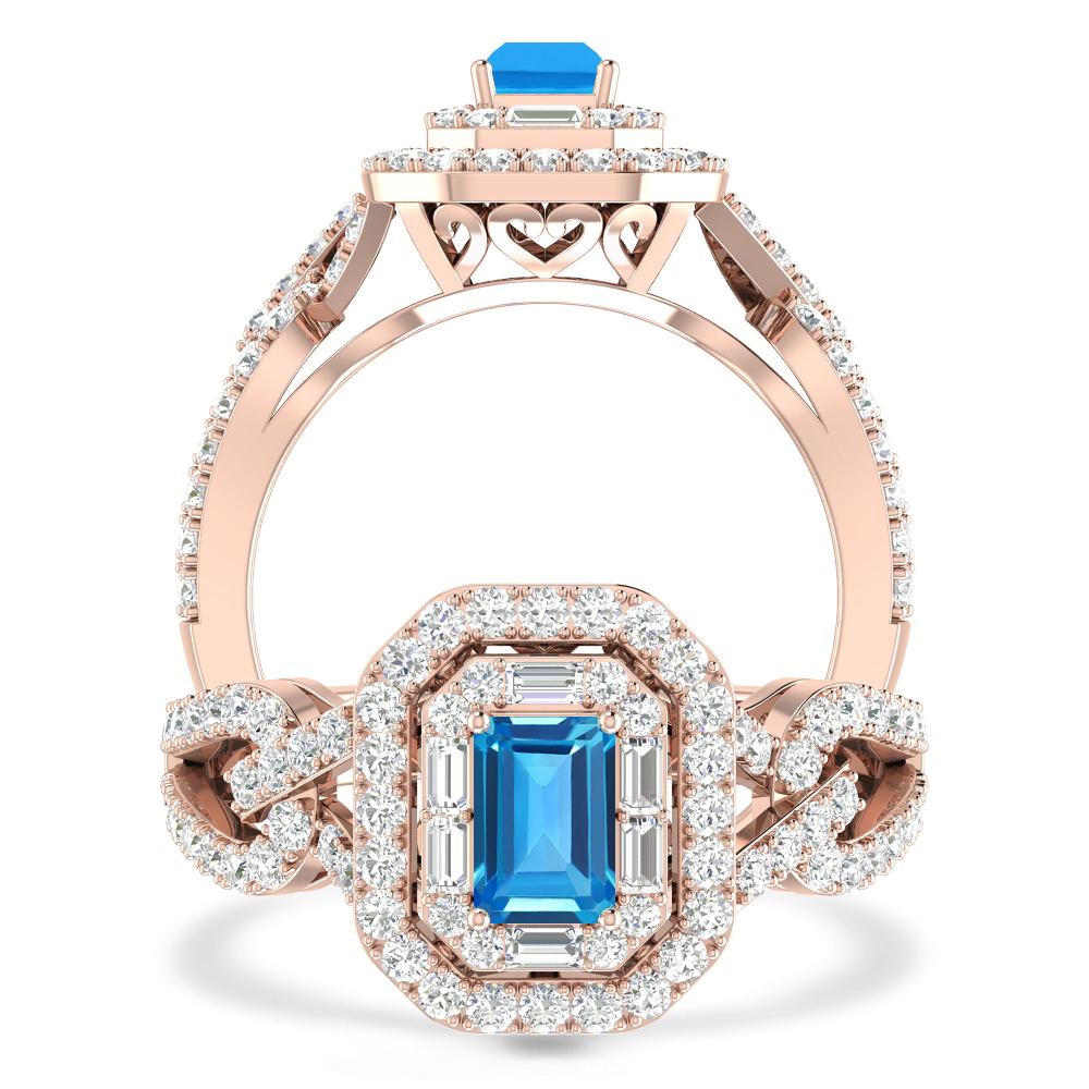 Rose Gold - Blue Topaz