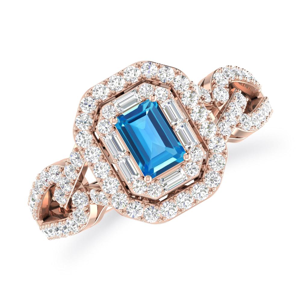 Rose Gold - Blue Topaz