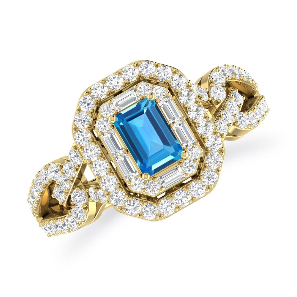 Yellow Gold - Blue Topaz