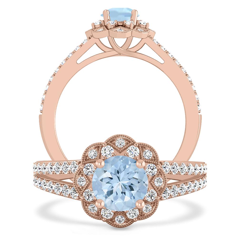 Rose Gold - Aquamarine