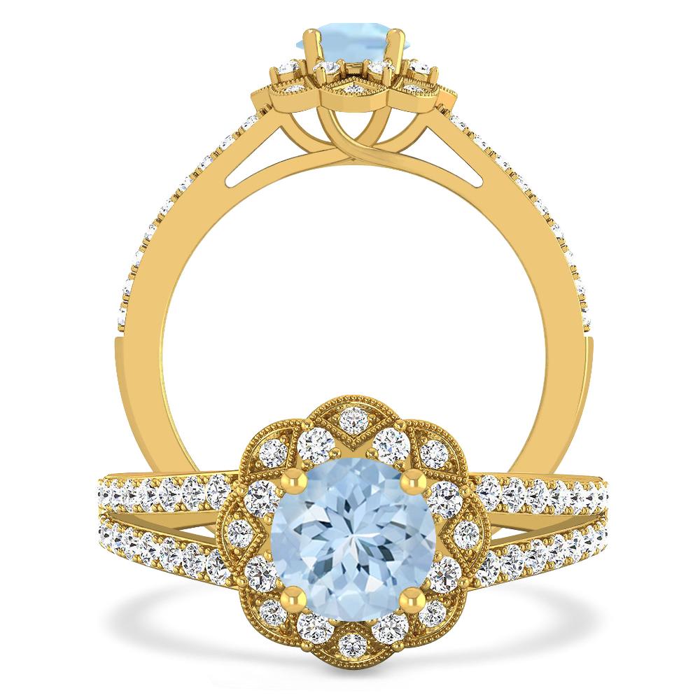 Yellow Gold - Aquamarine