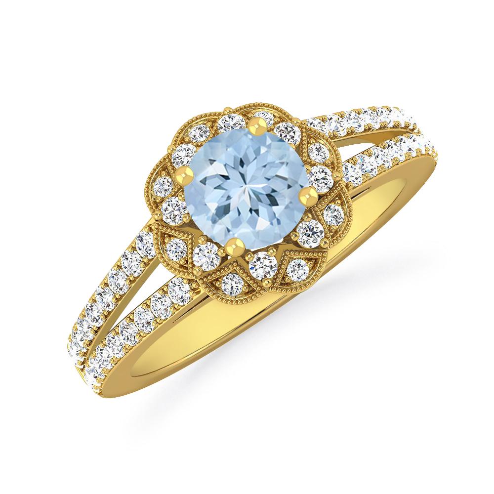 Yellow Gold - Aquamarine