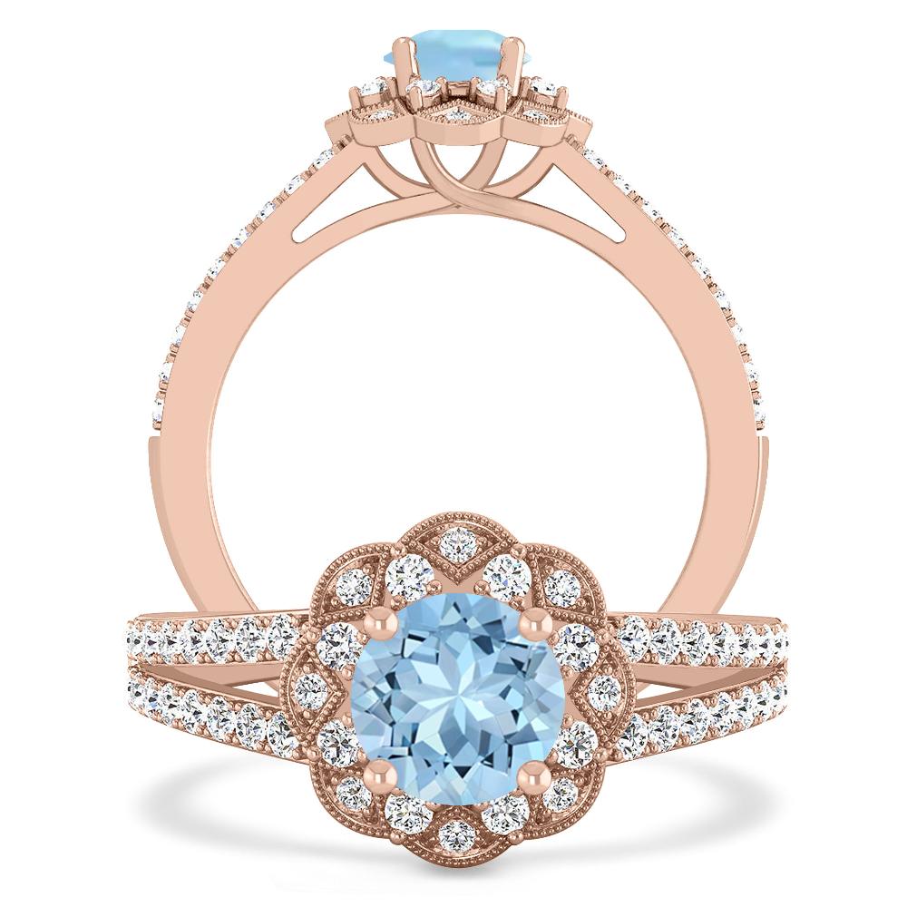 Rose Gold - Aquamarine