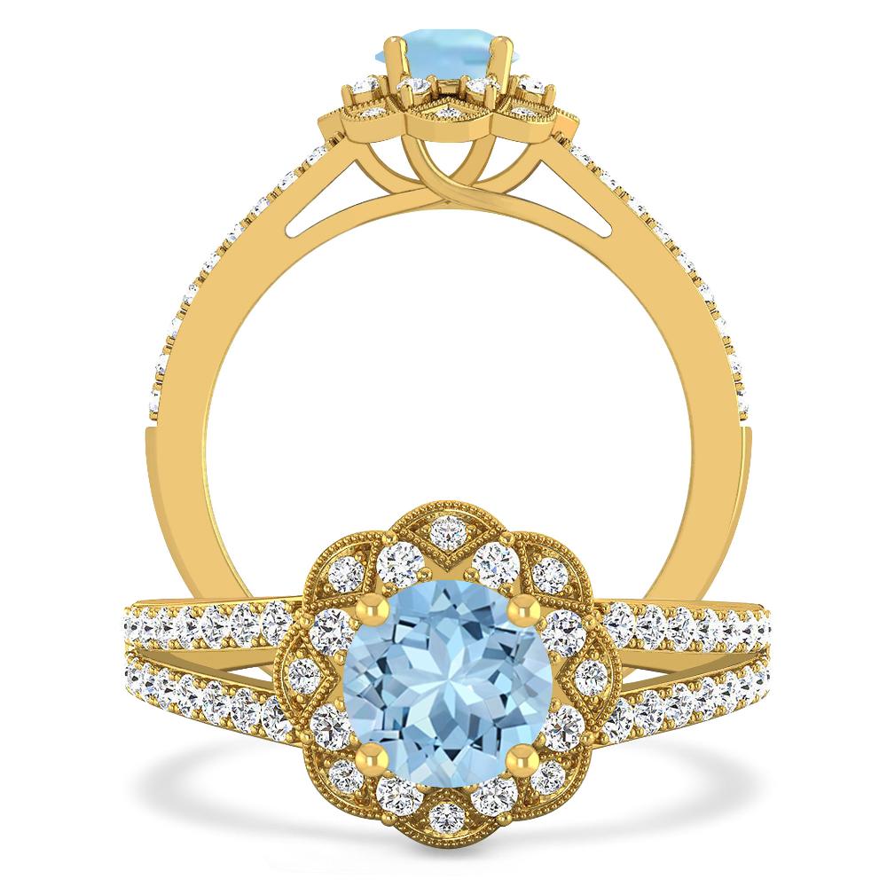 Yellow Gold - Aquamarine