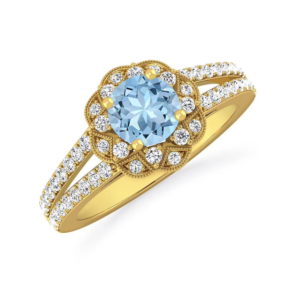 Yellow Gold - Aquamarine