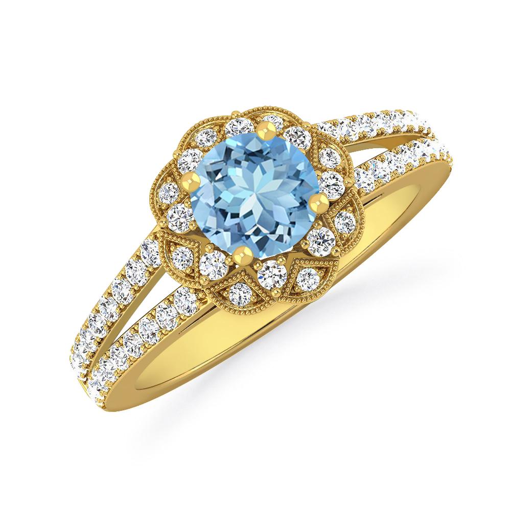 Yellow Gold - Aquamarine