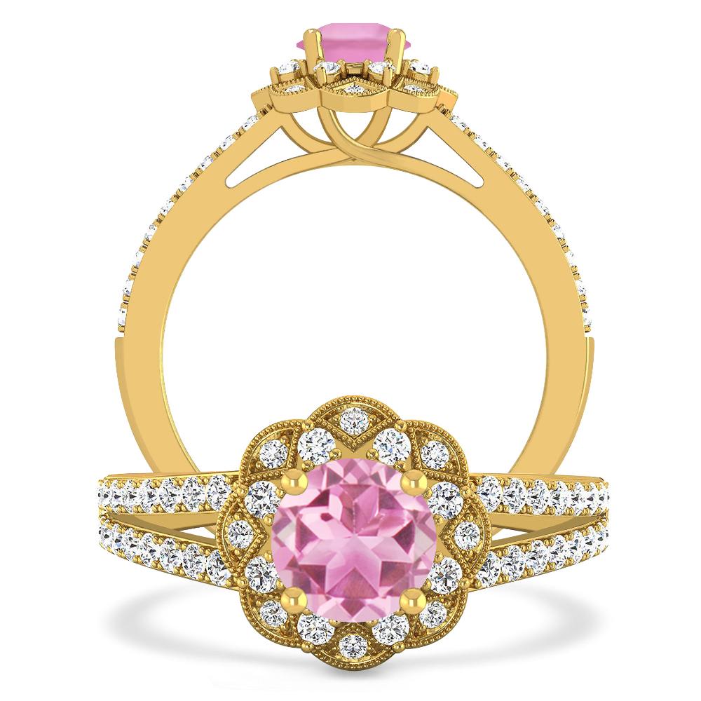 Yellow Gold - Pink Tourmaline