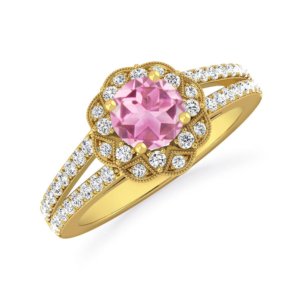 Yellow Gold - Pink Tourmaline