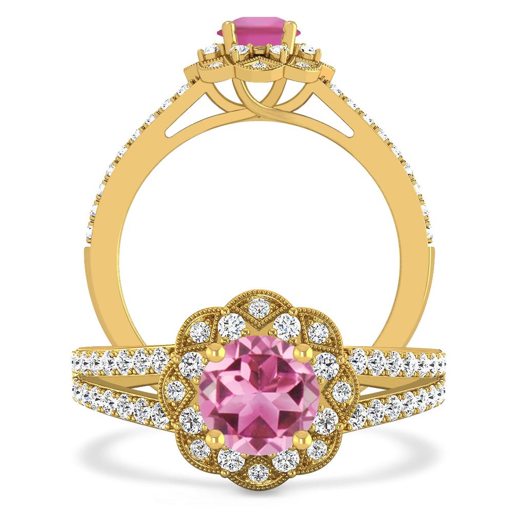 Yellow Gold - Pink Tourmaline