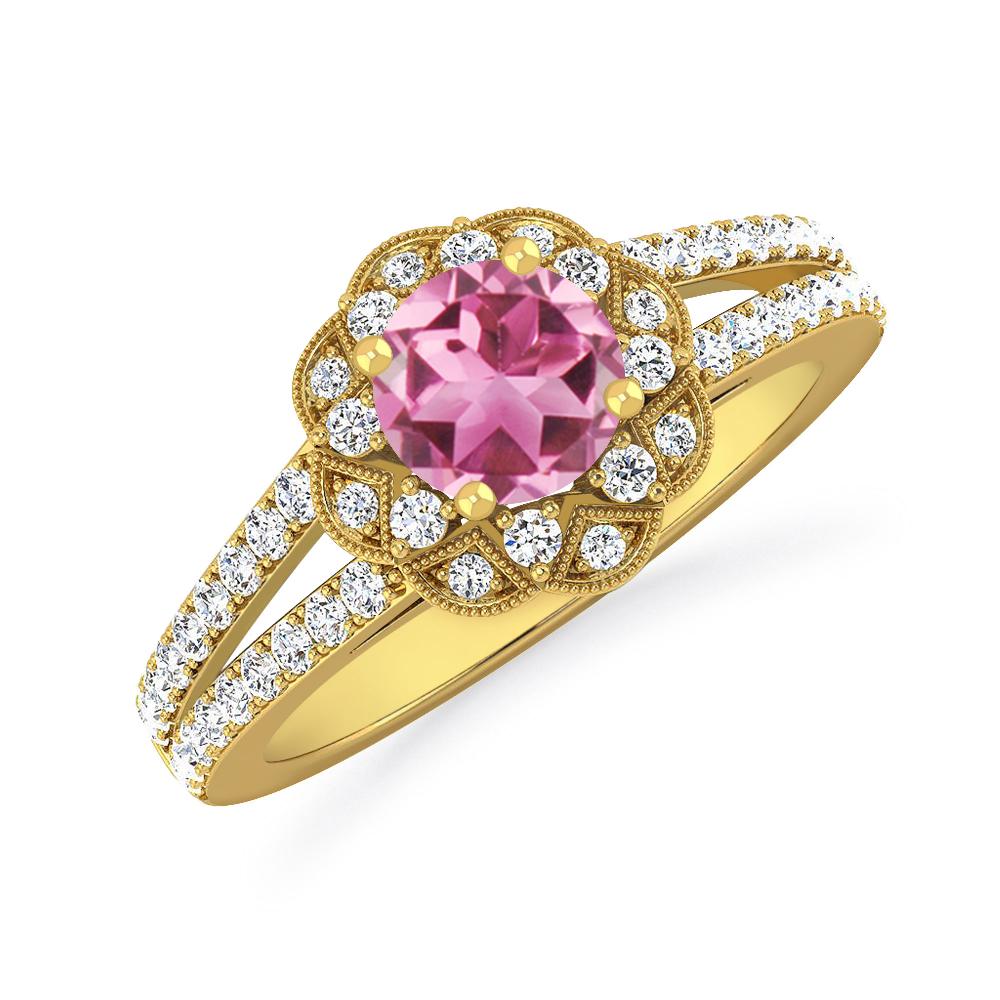 Yellow Gold - Pink Tourmaline