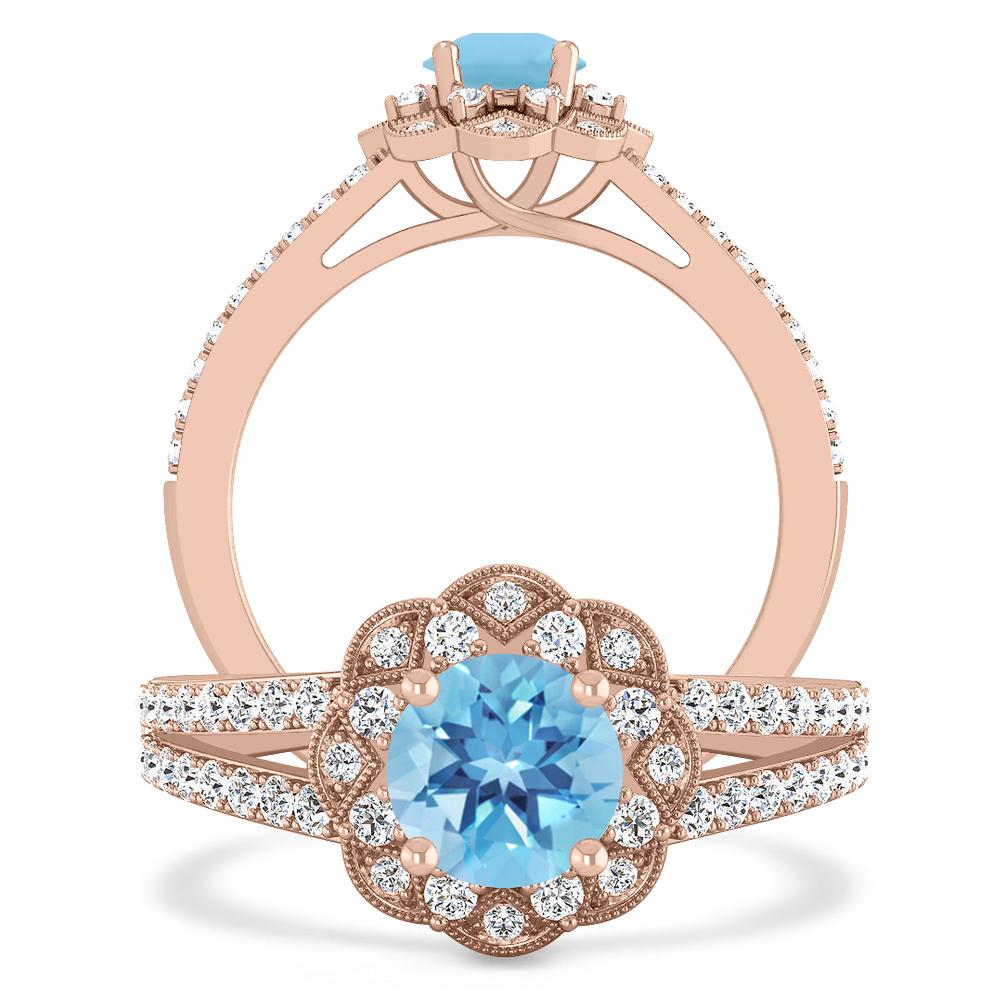 Rose Gold - Blue Topaz