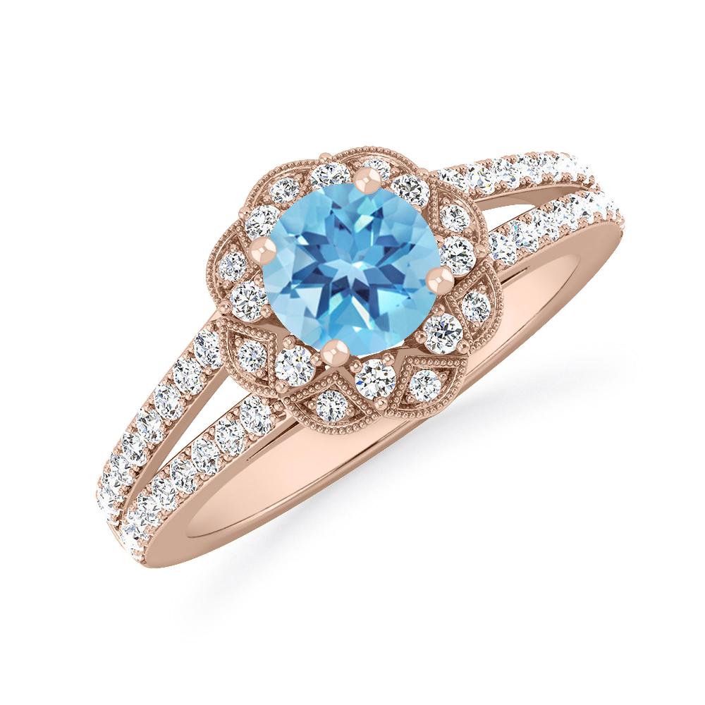 Rose Gold - Blue Topaz