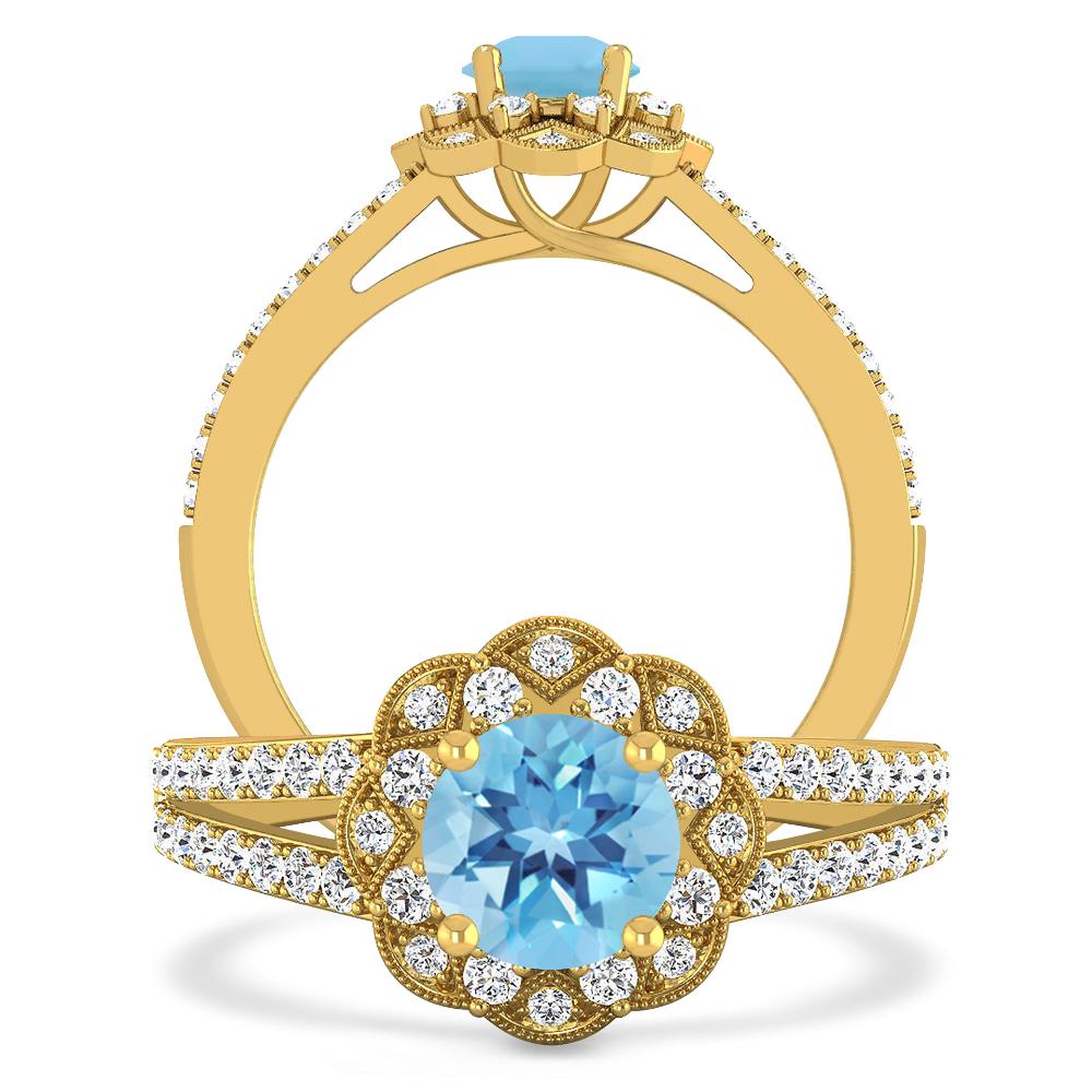 Yellow Gold - Blue Topaz