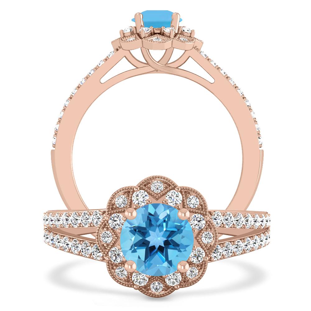 Rose Gold - Blue Topaz