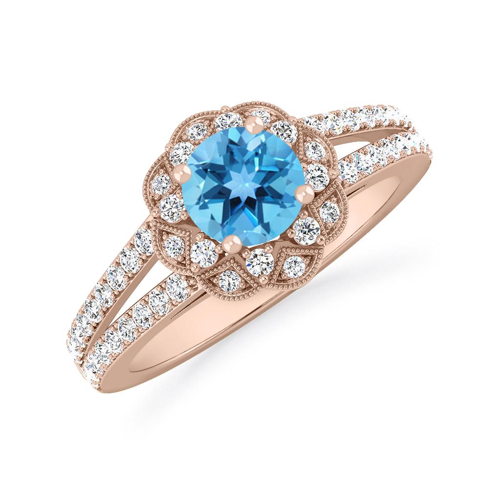 Rose Gold - Blue Topaz