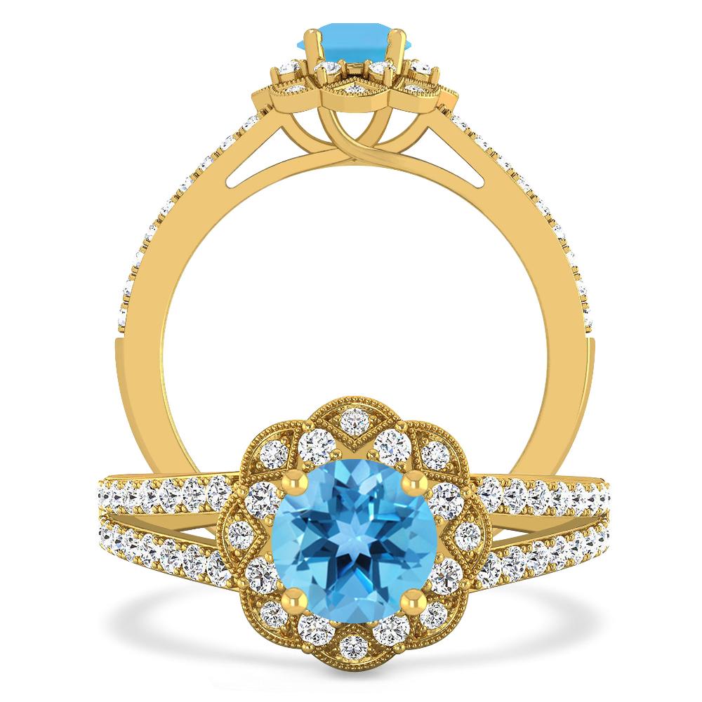 Yellow Gold - Blue Topaz