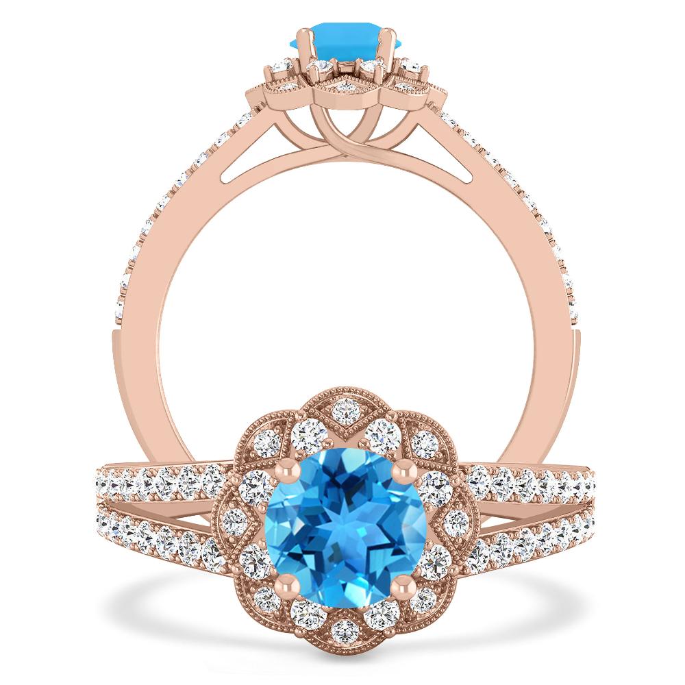 Rose Gold - Blue Topaz