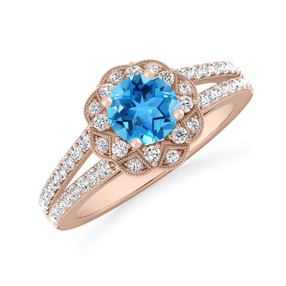 Rose Gold - Blue Topaz