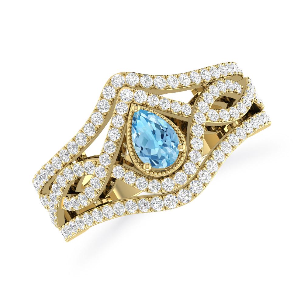 Yellow Gold - Blue Topaz