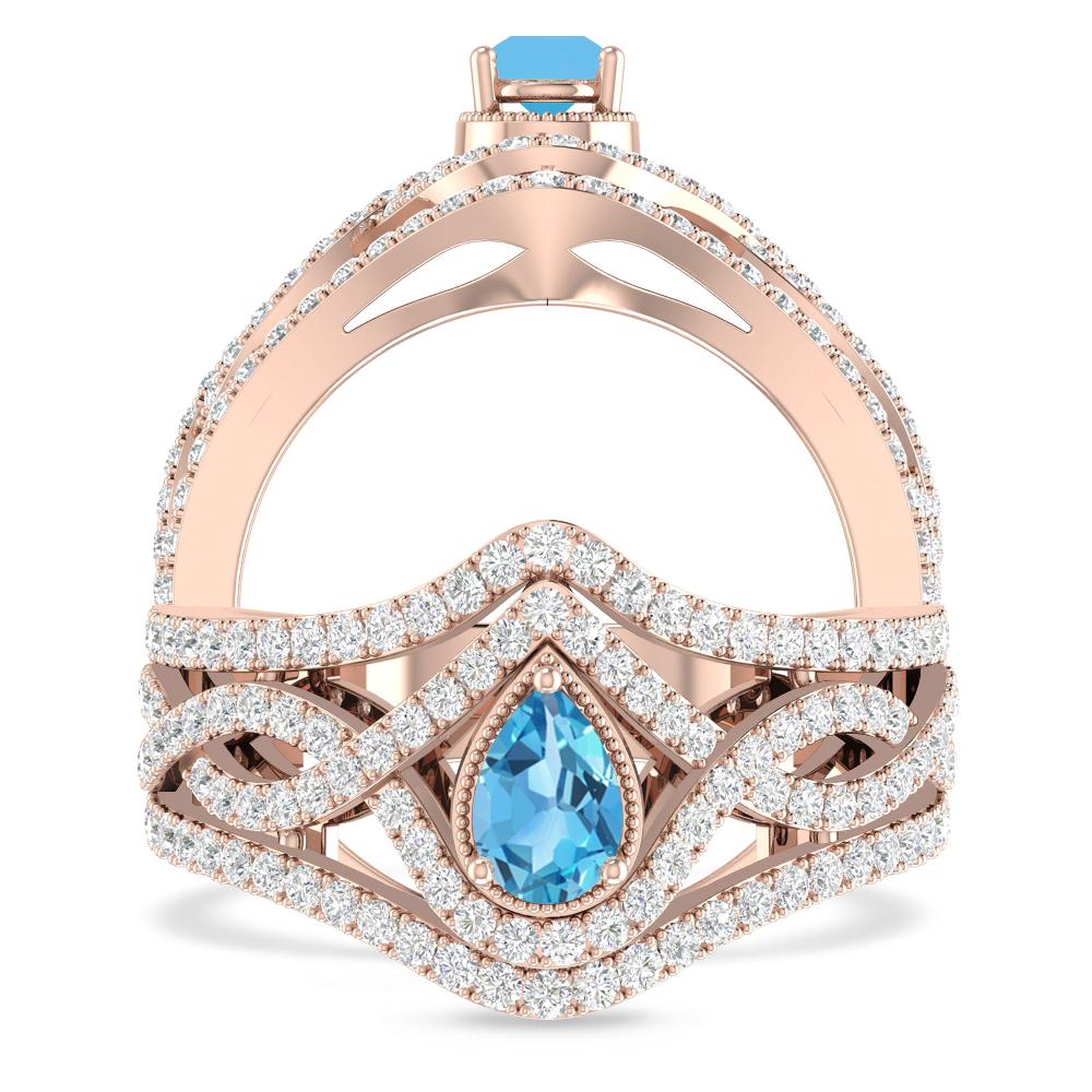 Rose Gold - Blue Topaz