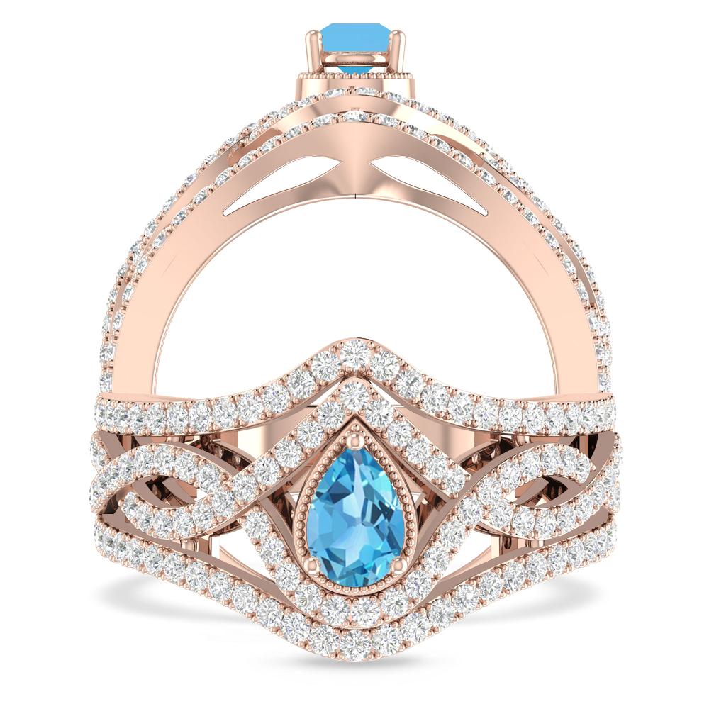 Rose Gold - Blue Topaz