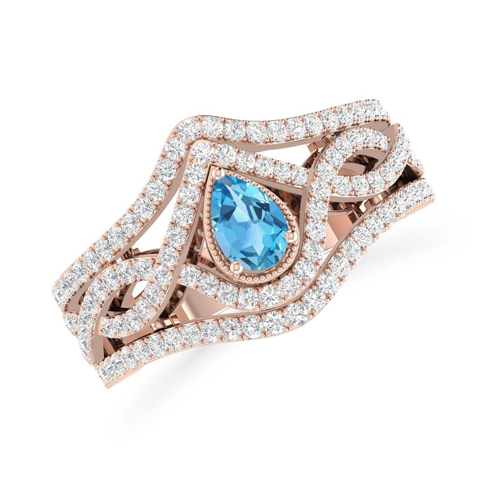 Rose Gold - Blue Topaz