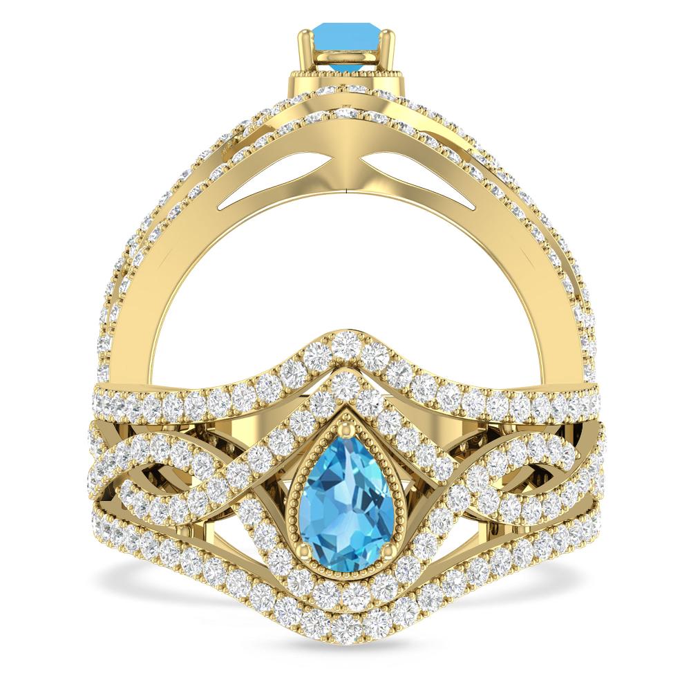 Yellow Gold - Blue Topaz