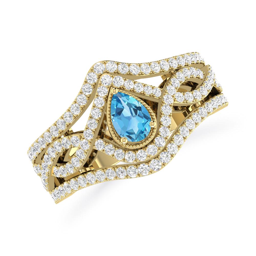 Yellow Gold - Blue Topaz