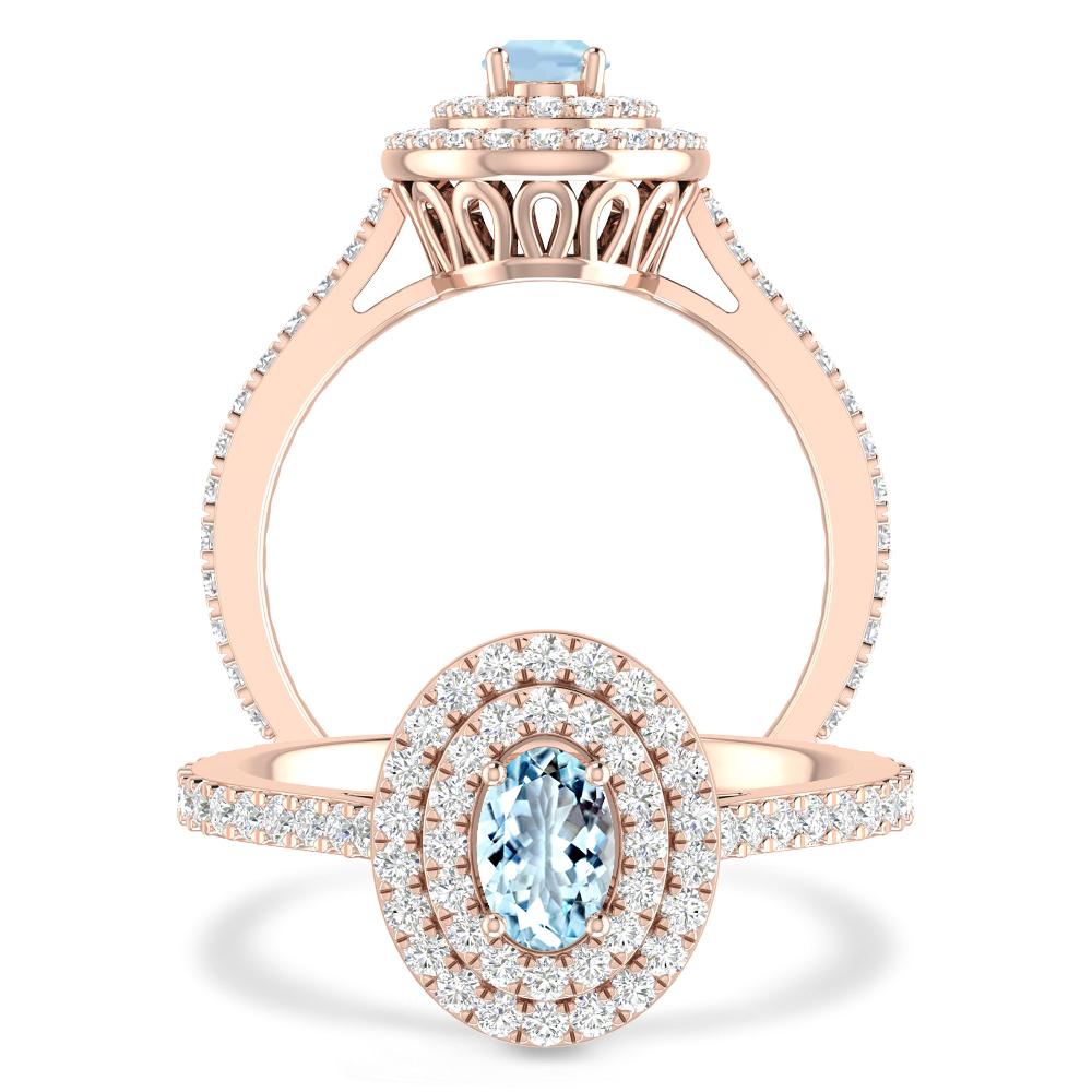 Rose Gold - Aquamarine