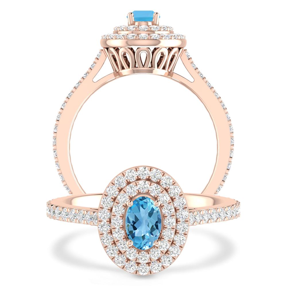 Rose Gold - Blue Topaz