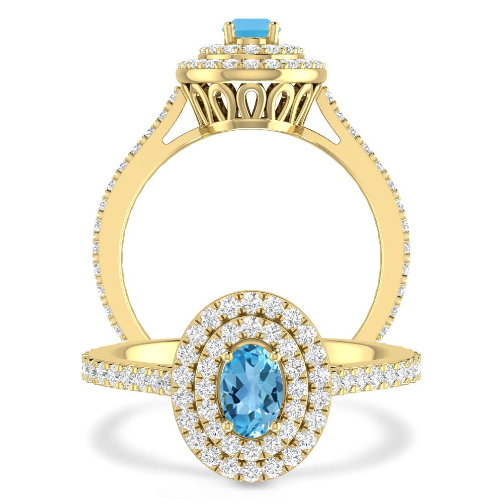 Yellow Gold - Blue Topaz