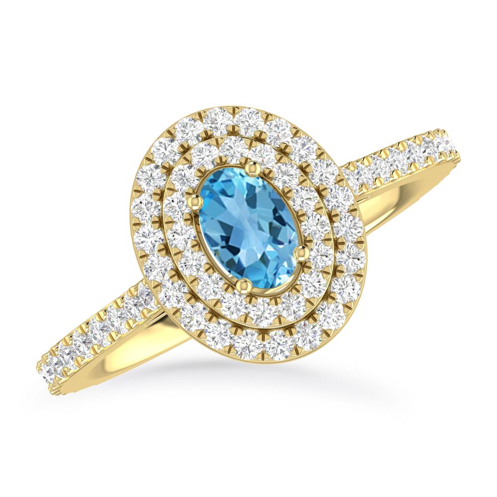 Yellow Gold - Blue Topaz