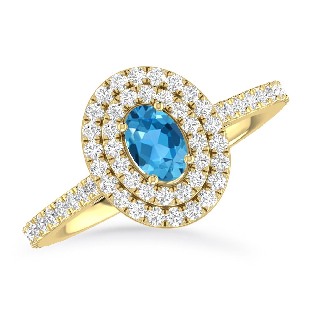 Yellow Gold - Blue Topaz