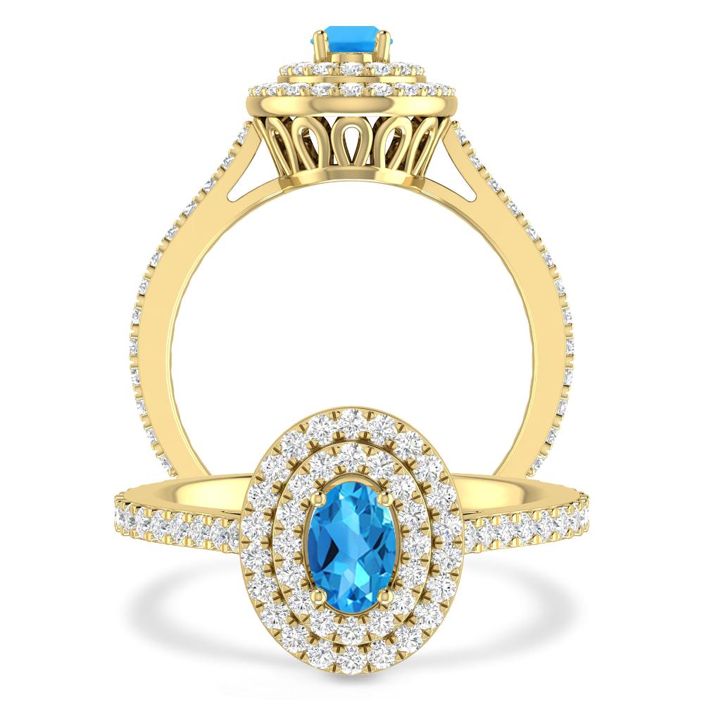 Yellow Gold - Blue Topaz