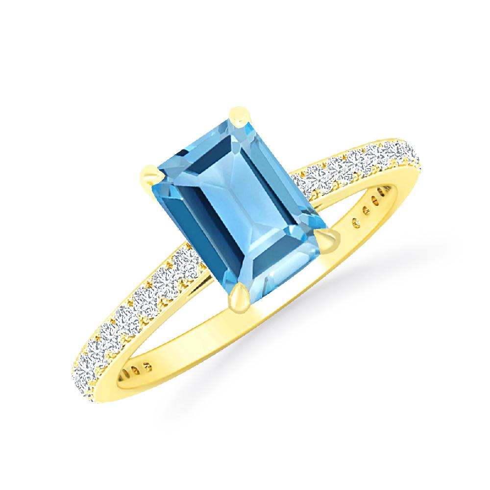 Yellow Gold - Blue Topaz