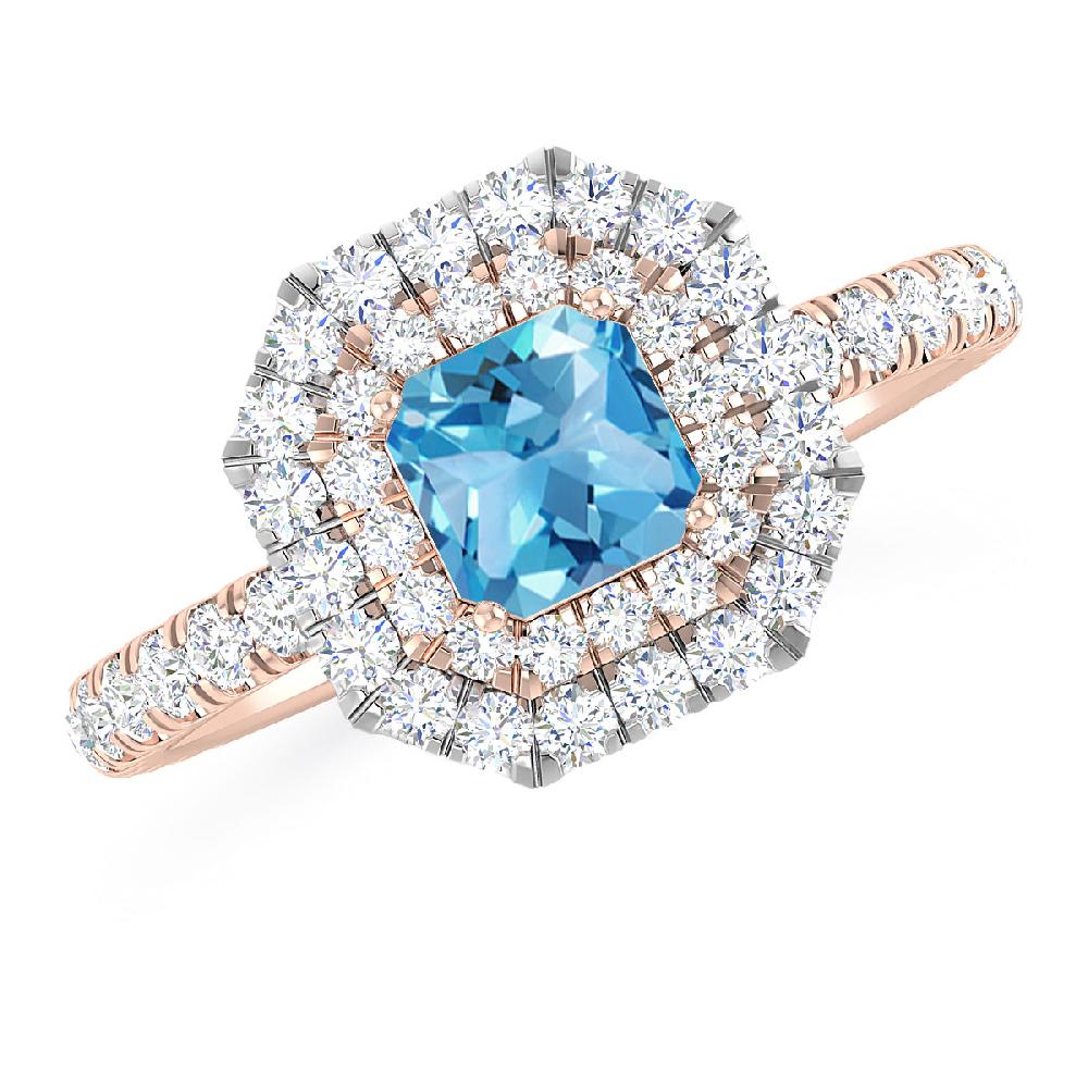Rose Gold - Blue Topaz