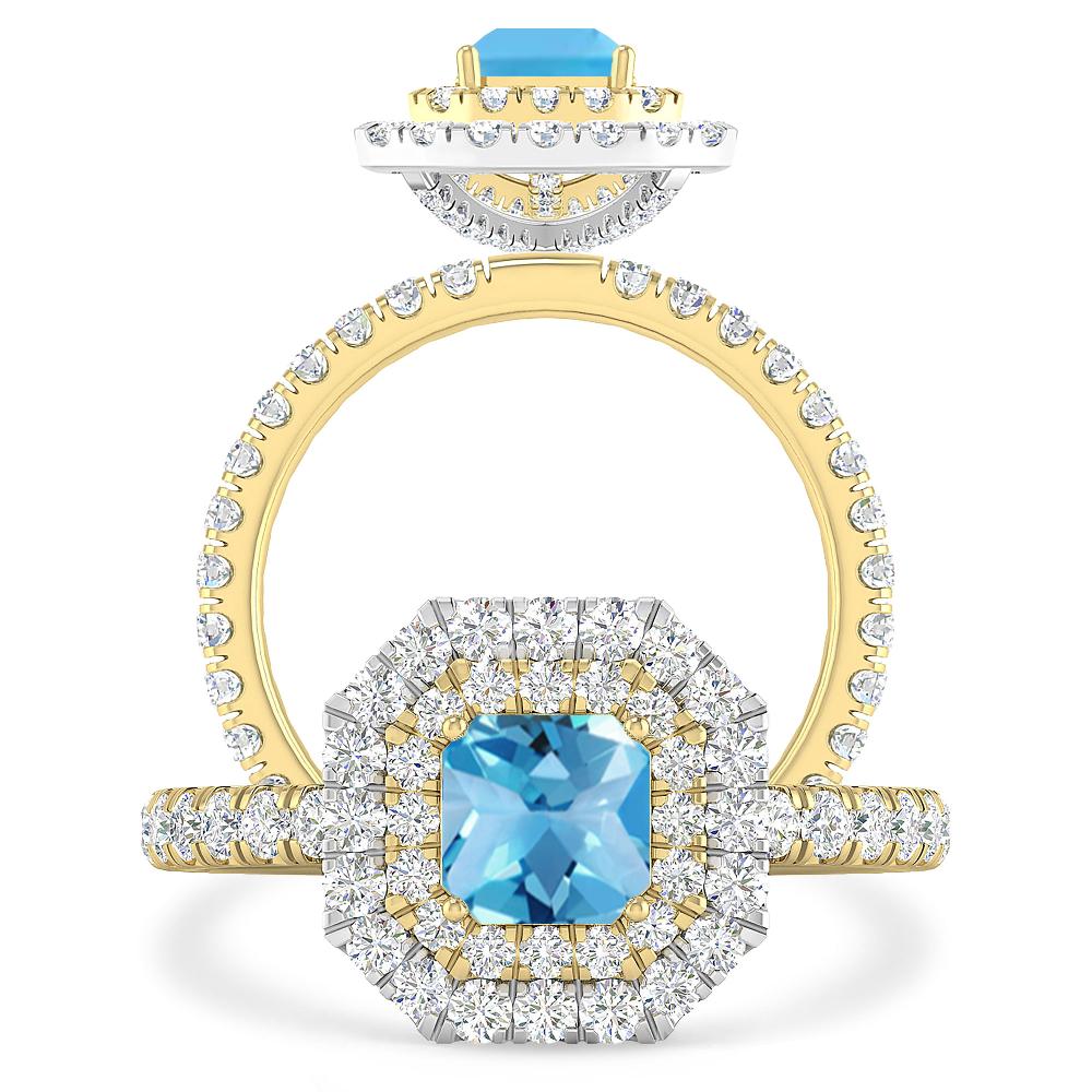 Yellow Gold - Blue Topaz