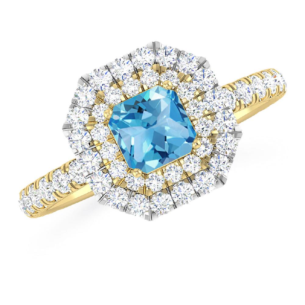 Yellow Gold - Blue Topaz