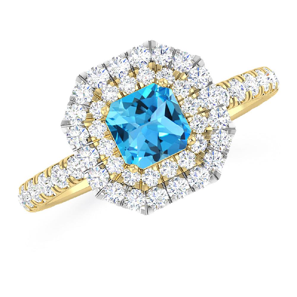 Yellow Gold - Blue Topaz