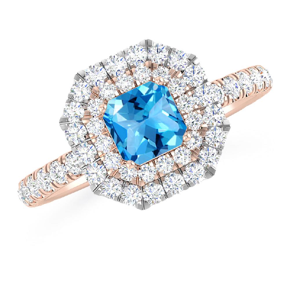 Rose Gold - Blue Topaz